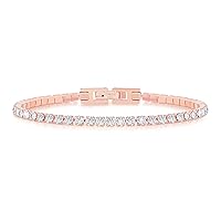 JoycuFF Tennis Bracelets for Women - White 14K Gold Plated Cubic Zirconia Classic Tennis Bracelet - 6.5/7/7.5 Inch 2mm/3mm/4mm