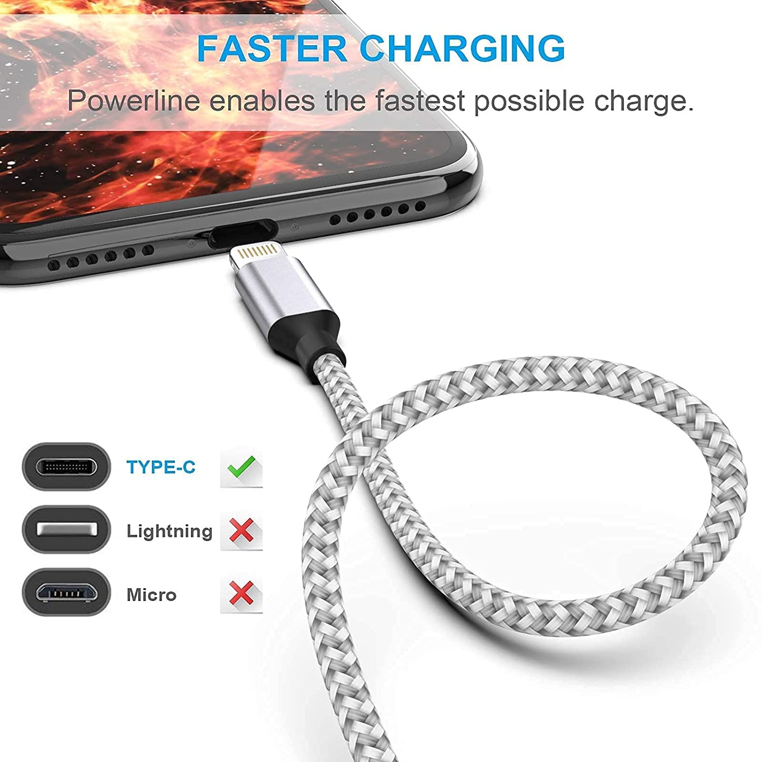 [Apple MFi Certified] 6Pack 3/3/6/6/6/10 FT iPhone Charger Nylon Braided Fast Charging Lightning Cable Compatible iPhone 14 Pro 13 mini 12 11 Pro XS