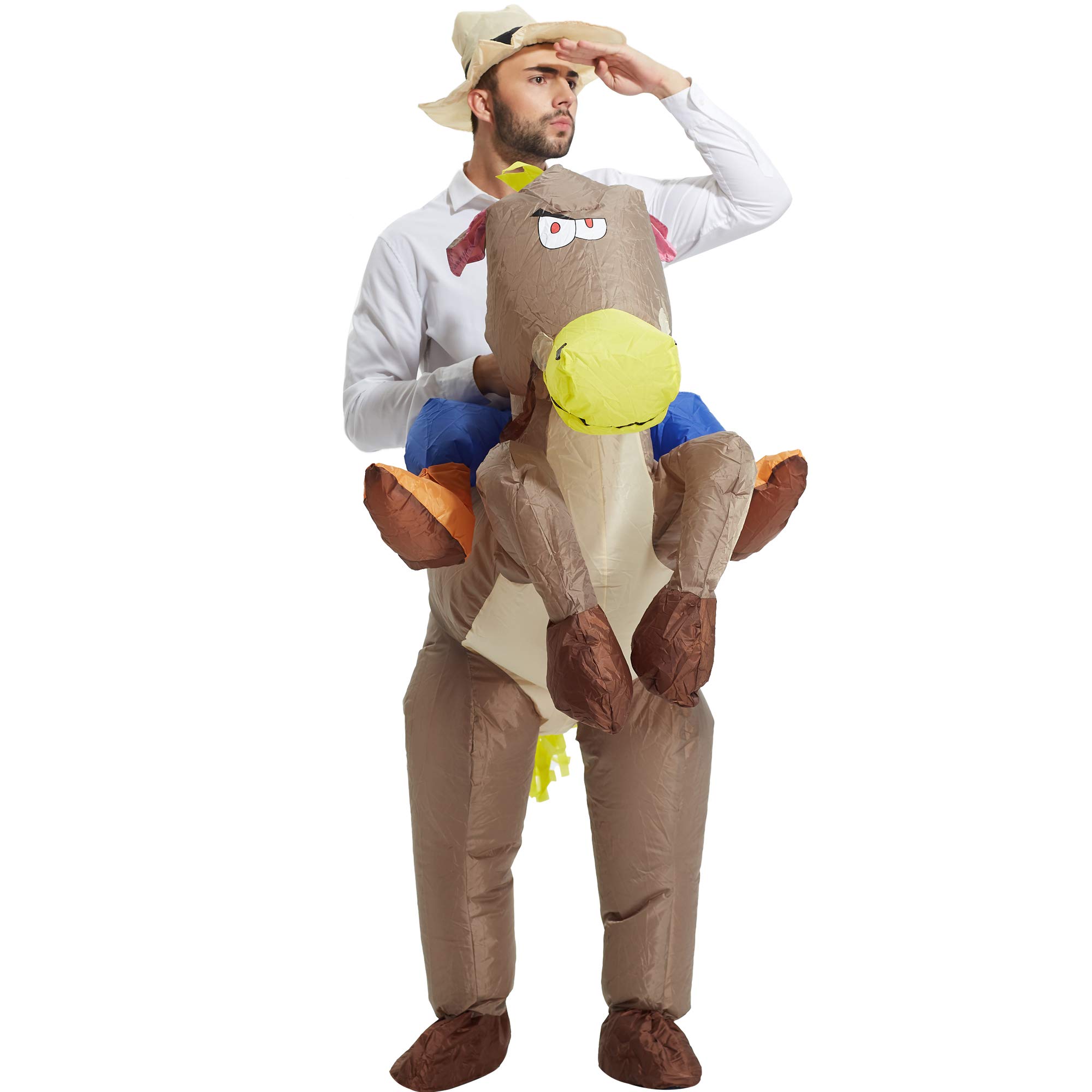 TOLOCO Inflatable Costume Adults, Cowboy Costume, Inflatable Horse Costume for Boy, Kid Blow up Costume Halloween