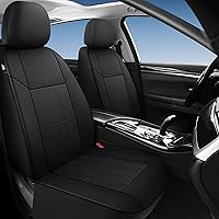 Faux Leather Car Seat Covers Front Pair, Universal Front Seat Covers for Car, Breathable Seat Covers for SUV, Sedan, Van, Premium Automotive Interior Covers, Airbag Compatible, Black