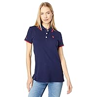 U.S. Polo Assn. Women's Classic Stretch Pique Polo Shirt - Ladies Cotton Short Sleeve Golf Shirt, Polo Shirt for Work, School