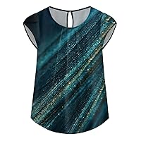 Womens Clothing Trendy 2024 Peplum Tops for Women 2024 Summer Casual Fashion Print Bohemian Loose Fit with Short Sleeve Round Neck Shirts Dark Green 3X-Large