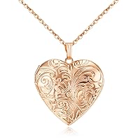 YOUFENG Locket Necklace that Holds Pictures Flower Lockets Necklaces Pendant 18K Gold Plated Gifts Jewelry