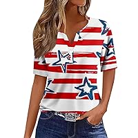 Sexy Tops for Women,Womens Short Sleeve Tops Loose V-Neck Button Boho Tops for Women Going Out Tops for Women