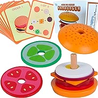 Montessori Mama Stacking Hamburger Toy, Create a Burger Sequencing Stacker, Food Stacking Toys Hamburger, Multi Cultural Play Food Sorting Toy