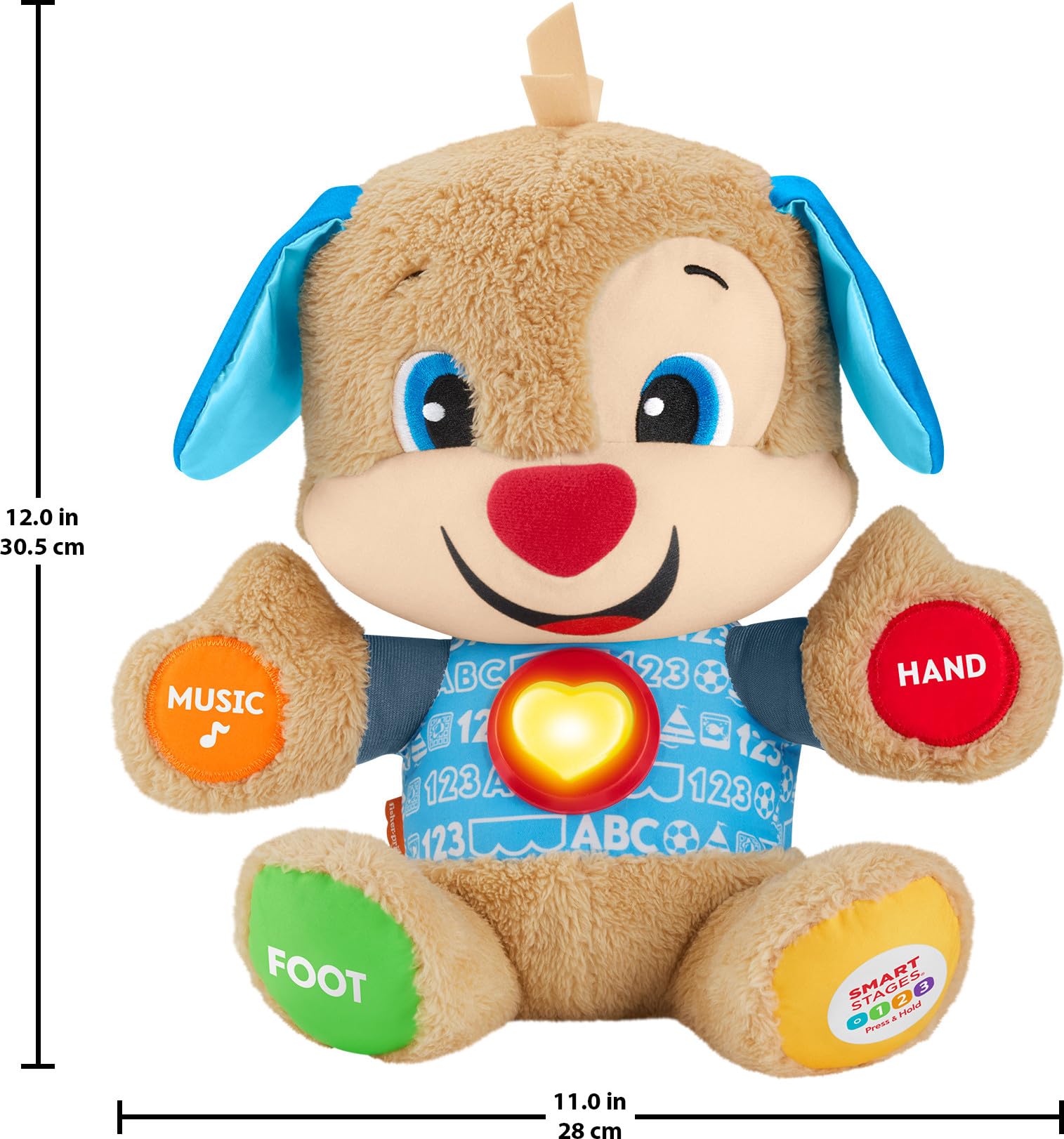 Fisher-Price Laugh & Learn Baby Learning Toy, Smart Stages Puppy Musical Plush with Lights & Educational Content for Ages 6+ Months (Amazon Exclusive)