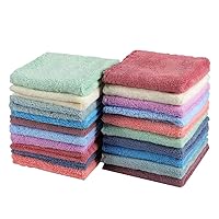 20 Pack Baby Washcloths - Luxury Multicolor Coral Fleece - Extra Absorbent and Soft Wash Clothes Suitable for Sensitive Skin and Baby Shower Fiber
