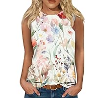 Summer Spring Workout Tank Tops for Women 2024 Sleeveless Plus Size Oversized Shirts Blouses Beach Clothes for Women