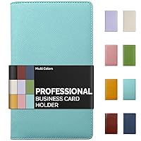 Leather Professional Business Card Book Holder Organizer, 240 Card Capacity PU Name Card Credit Cards Booklet (Mint Green)