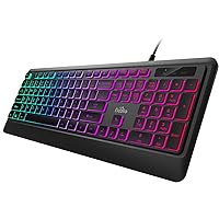 Rainbow Membrane Gaming Keyboard, Quiet Wired Computer Keyboard, 104 Silent & 26 Anti-Ghosting Keys, Spill Resistant, Multimedia Control for PC and Desktop