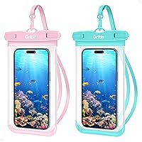 Gritin Waterproof Phone Pouch, [2 Pack] IPX8 Universal Waterproof Phone Case Bag for Swimming, Adjustable Lanyard Underwater Phone Dry Bag for iPhone 14 13 12,Galaxy and Other Phones up to 7.2 inches