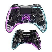 Controller for PS-4 Remote with Dual Vibration Shock Remote Control for Plays-tation 4/Pro/Slim Wireless Controller with Custom LED Light/Program Back Buttons/ Vibration/Headphone Jack 【Upgraded】