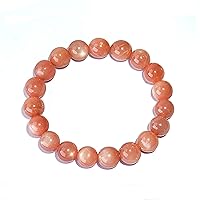 9mm Natural Orange Gold Strawberry Quartz Sunstone Crystal Round Beads Women Men Bracelet AAAAA