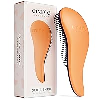 Crave Naturals Glide Thru Detangling Hair Brush for Adults & Kids Hair - Detangler Brush for Natural, Curly, Straight, Dry or Wet Hair Brushes for Women & Men - 1 Pack - Coral