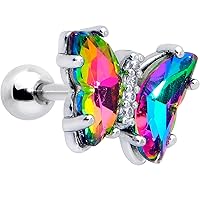 Body Candy 16G Womens 6mm Stainless Steel Simply Colorful Butterfly Rainbow Cartilage Earring Helix Tragus Jewelry 1/4
