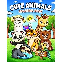 Cute Animals Coloring Book for Kids: 50 Adorable Baby Animals with Fun & Educational Facts for Boys and Girls (Big & Easy to Color Illustrations for Children Ages 3+ (from 3-5 to 4-8)