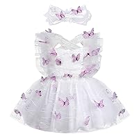 Baby Toddler Girl Backless Lace Butterfly Strawberry Ruffle Princess Cake Smash Birthday Party Photoshoot Dress