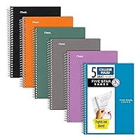 Five Star Spiral Notebooks, 6 Pack, 5 Subject, College Ruled, 9 1/2