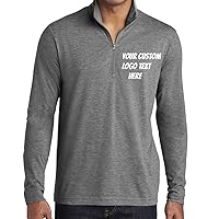 INK STITCH Men ST407 Custom Design Your Own Text Logo Stitching PosiCharge Tri Blend 1/4 Zip Pullover
