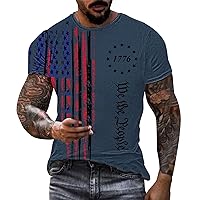 Men's Muscle T-Shirt American Flag Graphic Patriotic Tshirts 4Th of July Shirts Pleated Raglan Sleeve Bodybuilding Tee
