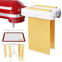 3 in 1 Set Included Pasta Sheet Roller Pasta Maker Attachment for KitchenAid Stand Mixers Fettuccine Cutter Spaghetti Cutter Pasta Attachment for KitchenAid with Cleaning Brush by aikeec 