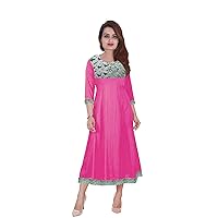 Indian Women's Long Dress Pink Color Frock Suit Party Wear Tunic Ethnic Maxi Dress Plus Size