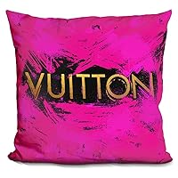 Vu Pink Splash Gold Decorative Accent Throw Pillow