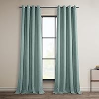 HPD Half Price Drapes Grommet Linen Curtains 84 Inches Long Room Darkening Curtains for Bedroom & Living Room (1 Panel), 50W x 84L, Sea Thistle