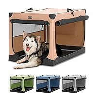 Dog Crates for Large Dogs, Adjustable Fabric Cover by Spiral Iron Pipe, Strengthen Sewing Soft Dog Crate 3 Door Design,'39.5'' X 25'' X 25''