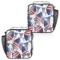 American Flag Football Insulated Lunch Box, Reusable Cooler Tote Lunch Bags for Men Women, Portable Leakproof Square Meal Bag for Work Travel Picnic Hiking Daytrip