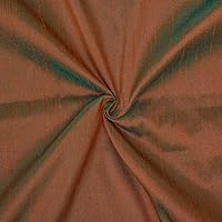 Rust and Green Faux Silk Fabric by The Yard, 42 inches or 107 cm Width, 1 Yard Orange Silk Fabric, Slubbed Faux Silk, Bridal Dress Silk Fabric, Wholesale Art Silk Fabric