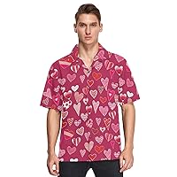 ALAZA Mens Valentines Day Hearts Quick Dry Hawaiian Shirt