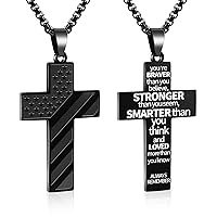 Cross Necklace for Boyfriend - American Flag Cross Necklace Always Remember You Are Braver Than You Think Christian Religious Gifts for Boyfriend Easter Black