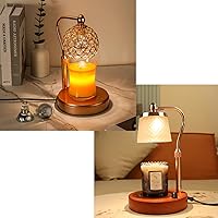 Candle Warmer Lamp with Timer Gold,Adjustable Height Candle Warming Lamp ,Crystal Candle Melter with 2 50w Bulbs,Morden Electric Candle Heater,Wax Candle Lamps Beddroom Decor Aesthetic House Warming