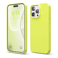 elago Compatible with iPhone 15 Pro Max Case, Liquid Silicone Case, Full Body Protective Cover, Shockproof, Slim Phone Case, Anti-Scratch Soft Microfiber Lining, 6.7 inch (Neon Yellow)