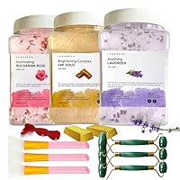 Rose, Gold & Lavender Jelly Face Mask for Facials - Hydrating, Brightening & Nourishing Jelly Mask with Free Jade Roller & Spatula | Vajacial Jelly Mask Powder | 23 Oz
