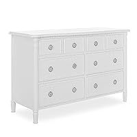 Evolur Julienne Double Dresser In Brush White, Comes With Six Spacious Drawers, Included Anti-Tip Kit, Dresser For Nursery, Bedroom, Wooden Nursery Furniture