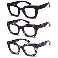 3 Pack Oversized Cat Eye Reading Glasses for Women Style Blue Light Readers LHJ205N