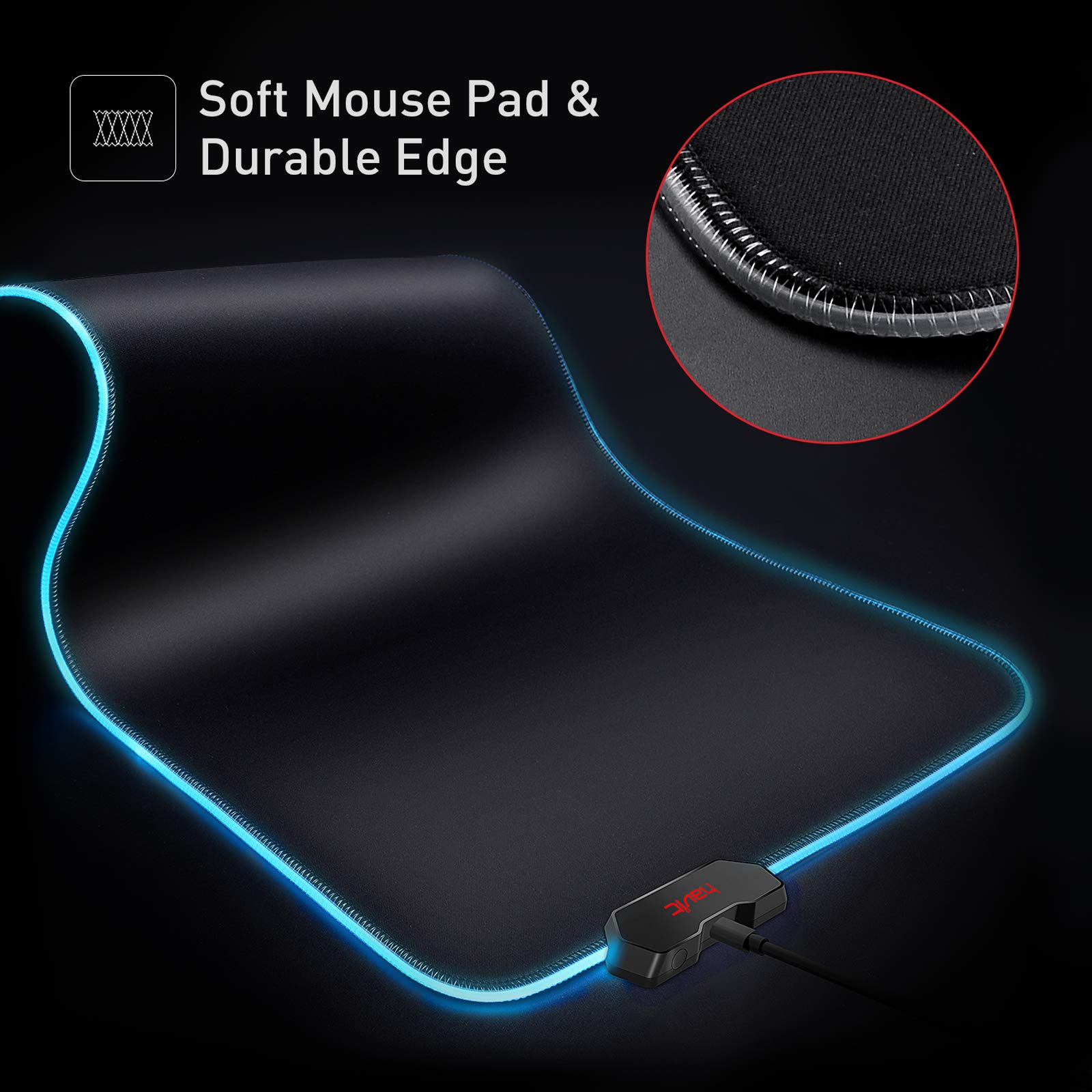 havit RGB Gaming Mouse Pad Soft Non-Slip Rubber Base Mouse Mat for Laptop Computer PC Games (27.5 X 11.2 X 0.11 inches, Black)
