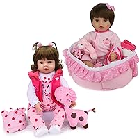 CHAREX 2 Pack Reborn Baby Doll, 18 inch Reborn Toddler Realistic Baby Dolls Lifelike Gift Set Accessories