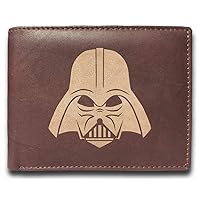 Darth Vader, Anakin Skywalker Leather Laser Engraved Minimalist Slim Brown RFID Blocking Multi Pockets Credit Card Holder Oraganizer Mens Wallets UD7154