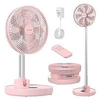 TriPole Oscillating Standing Fan 12” Pedestal Fan with Remote, 12000mAh Rechargeable Battery Operated Fan Height Adjustable Quiet Floor Fan, Foldaway Portable Fan for Bedroom Home Travel, 12H Timer