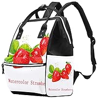 Watercolor Strawberries Diaper Bag Backpack Baby Nappy Changing Bags Multi Function Large Capacity Travel Bag