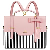 MATEIN Briefcase for Women, 15.6 Inch Convertible Laptop Briefcase Backpack with Bow, Cute Kawaii Computer Messenger Crossbody Laptop Tote Bag Carrying Case Gift for College Work Travel 3 in 1, Pink