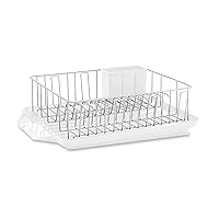 Farberware Classic Large Rust Resistant Full Dishrack with Removable 3 Compartment Flatware Caddy, Andlged Drain Board, 3-Piece, White