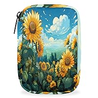 Pill Box 7 Day Travel Pill Organizer for Adult Elder Child Pill Case with Zipper Portable Weekly Case Compact Size for Vitamin Supplement Holder,Sunflower Garden