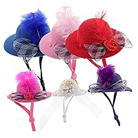 6pcs Doll 7c Party hat Hairpin Rooster Bow tie Crafts Headgear Mini Craft Hats hat Strap Tiny Hats for Crafts Little Doll Princess Baby Mini top hat for Crafts hat net Flower
