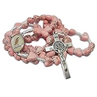 Blue Pink Orange Rosary Gift Catholic Woman Man Rosaries From Medjugorje 18 inc + BAG with Benedict Crucifix And Heart Beads