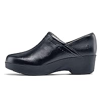 Shoes for Crews Clogs for Women, Slip Resistant, Water Resistant Slip-On Work Shoes for Food Service Chefs Kitchen Nurses Garden, Black, Leather