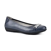 CLIFFS BY WHITE MOUNTAIN Charmed Women's Ballet Flat, Navy/Smooth, 7.5 M